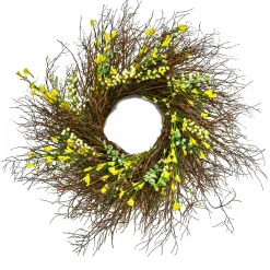 Flower Wreaths-National Tree Company 24" Spring Yellow Forsythia Twig Wreath