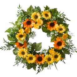National Tree Company Flower Wreaths^18" Sunflower Wreath On Woven Branch Base