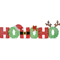 Christmas Accessories-National Tree Company 23" Tinsel Fabric "Ho Ho Ho" Sign With 120 Red & Cool White Led Lights-Ul