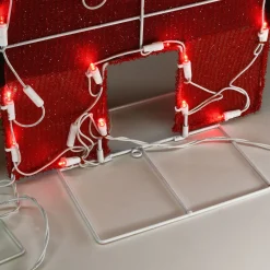 Christmas Accessories-National Tree Company 23" Tinsel Fabric "Ho Ho Ho" Sign With 120 Red & Cool White Led Lights-Ul