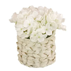 Flower Bouquets-National Tree Company 10" White Hydrangea Bouquet In White Basket