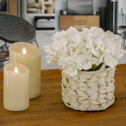 Flower Bouquets-National Tree Company 10" White Hydrangea Bouquet In White Basket