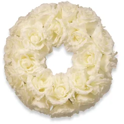 Flower Wreaths-National Tree Company 17" White Rose Wreath
