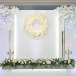 Flower Wreaths-National Tree Company 17" White Rose Wreath