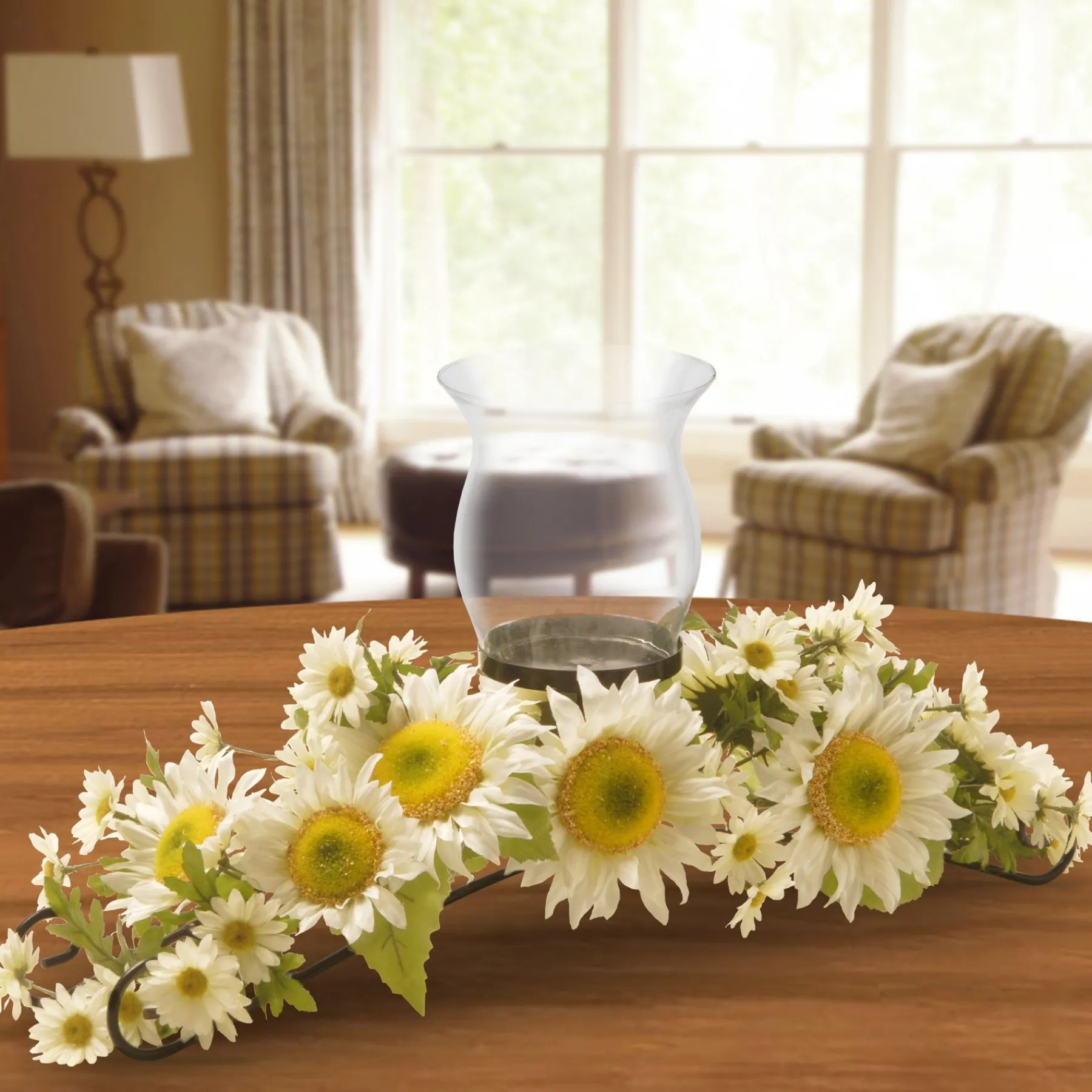 Potted Flower Plants-National Tree Company 25" White Sunflower Candleholder