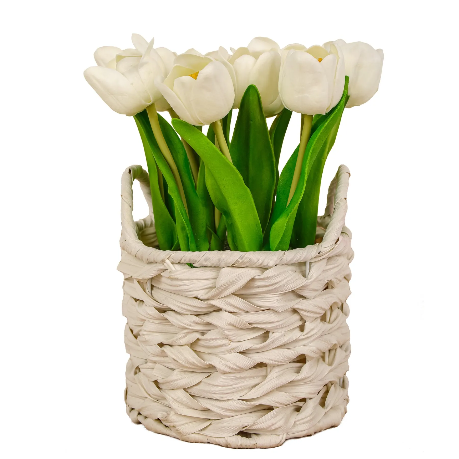 National Tree Company Flower Bouquets^10" White Tulip Bouquet In White Basket