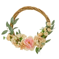 National Tree Company Home & Garden Decor^19" Wild Rose And Peony Flowers Hoop Wreath