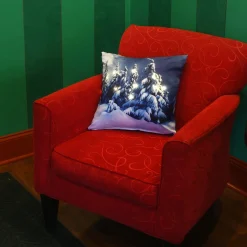 Christmas Textile-National Tree Company 17" Winter Scene Pillow With Led Lights