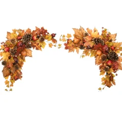 Harvest Accessories-National Tree Company Artificial Autumn Door Corners, Set Of 2, Decorated With Maple Leaves, Pine Cones, Pomegranates, Berry Clusters, Harvest Collection, 30 Inches