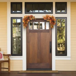 Harvest Accessories-National Tree Company Artificial Autumn Door Corners, Set Of 2, Decorated With Maple Leaves, Pine Cones, Pomegranates, Berry Clusters, Harvest Collection, 30 Inches