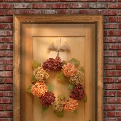 Harvest Wreath-National Tree Company Artificial Autumn Wreath, Decorated With Hydrangeas, Elm Leaves, Burlap Ribbon, Autumn Collection, 24 In