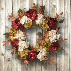 Harvest Wreath-National Tree Company Artificial Autumn Wreath, Decorated With Pinecones, Berry Clusters, Hydrangeas, Leafy Branches, Autumn Collection, 24 In
