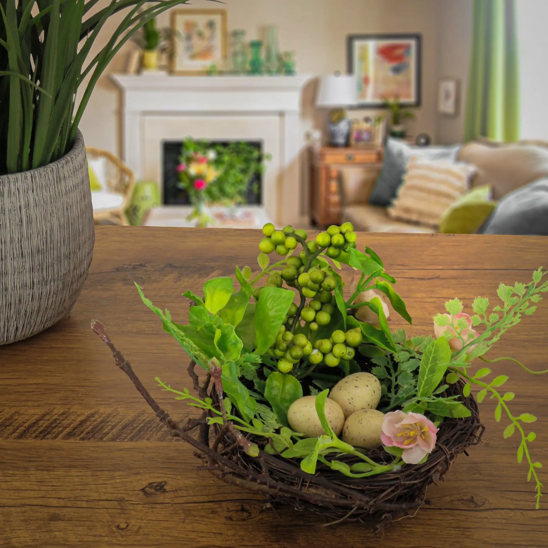 Easter Table Decor-National Tree Company Artificial Bird'S Nest And Berries 6" Table Decoration