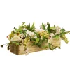 Potted Flower Plants-National Tree Company Artificial Candleholder Table Decoration, Wooden Natural Box Base, Decorated With Flower Blooms, Berry Clusters, Leafy Greens, Holds 3 Pillar Candles, Spring Collection, 22 Inches