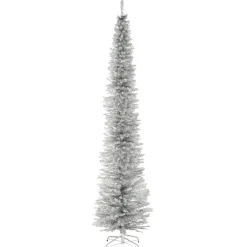 National Tree Company Slim^Artificial Christmas Tree, Silver Tinsel, Includes Stand, 9 Feet
