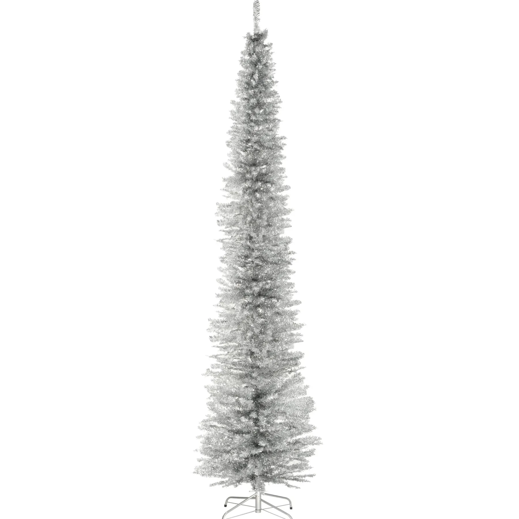 National Tree Company Slim^Artificial Christmas Tree, Silver Tinsel, Includes Stand, 9 Feet