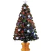 Fiber Optic-National Tree Company Artificial Christmas Tree, Green, Evergreen, Fiber Optic, Decorated With Snowflakes, Includes Base, 4 Feet