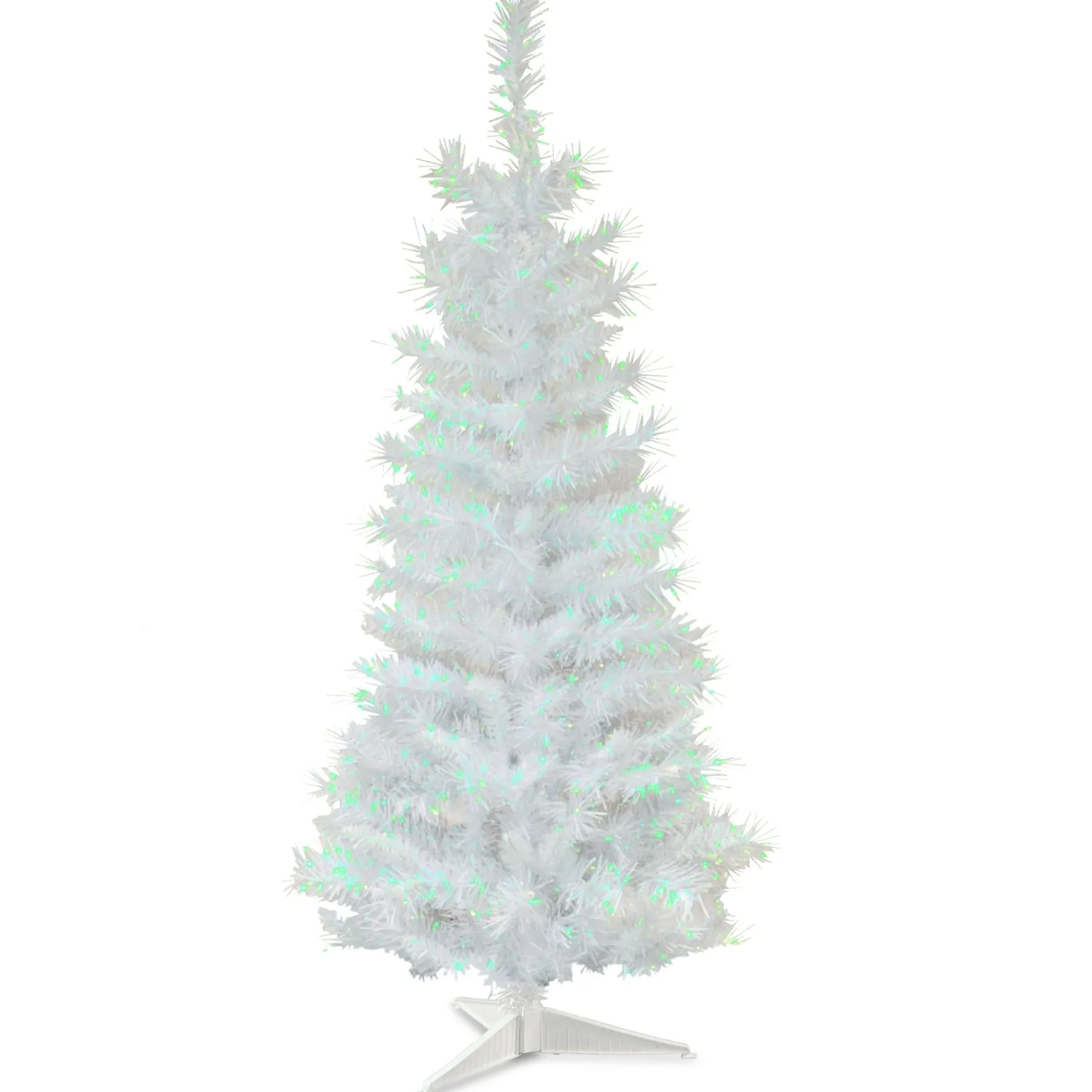Unlit-National Tree Company Artificial Christmas Tree, White Tinsel, Includes Stand, 3 Feet