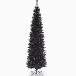 5Ft - 6Ft-National Tree Company Artificial Christmas Tree, Black Tinsel, Includes Stand, 6 Feet