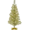 Slim-National Tree Company Artificial Christmas Tree, Champagne Gold Tinsel, Includes Stand, 3 Feet