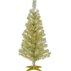 Slim-National Tree Company Artificial Christmas Tree, Champagne Gold Tinsel, Includes Stand, 3 Feet