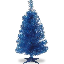 National Tree Company Slim^Artificial Christmas Tree, Blue Tinsel, Includes Stand, 3 Feet
