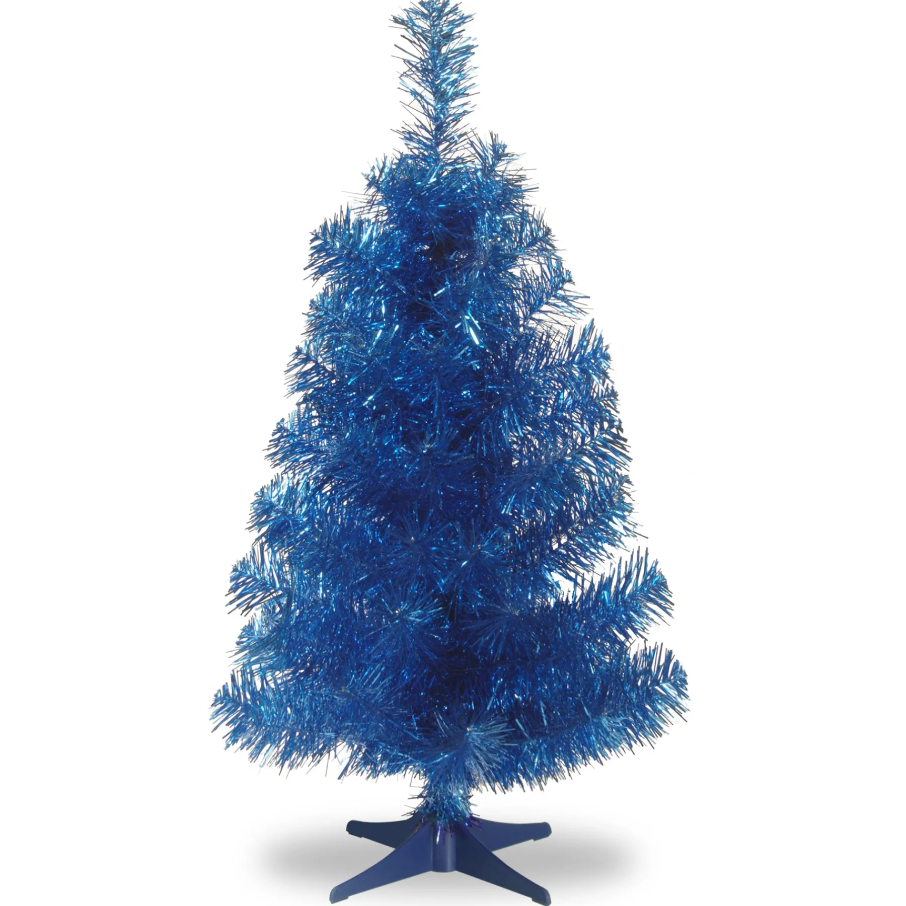 National Tree Company Slim^Artificial Christmas Tree, Blue Tinsel, Includes Stand, 3 Feet