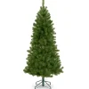 Slim-National Tree Company Artificial Christmas Tree, Canadian Grande Fir, Green, White Lights, Includes Metal Base, 7.5 Feet