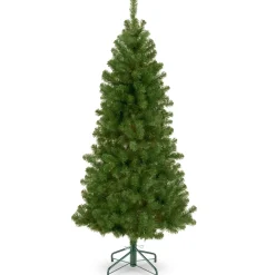 Slim-National Tree Company Artificial Christmas Tree, Canadian Grande Fir, Green, White Lights, Includes Metal Base, 7.5 Feet