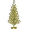 National Tree Company Slim^Artificial Christmas Tree, Champagne Gold Tinsel, Includes Stand, 3 Feet