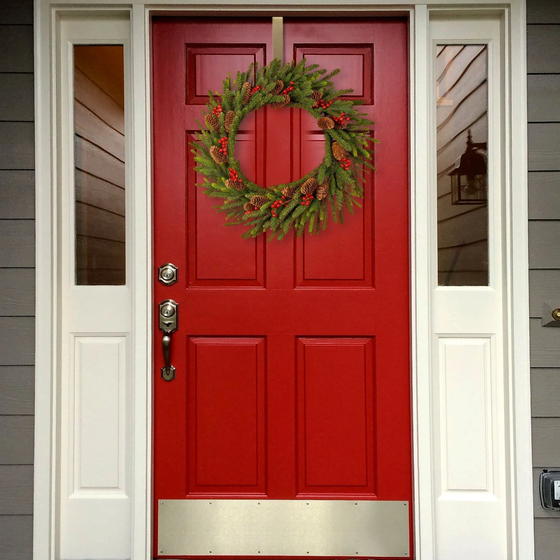25" To 36" Wreath-National Tree Company Artificial Christmas Wreath, Green, Dorchester, Decorated With Pine Cones, Berry Clusters, Christmas Collection, 24 Inches