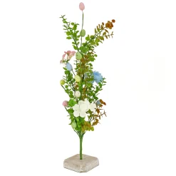 Easter Table Decor-National Tree Company Artificial Decorative Tree, Decorated With Pastel Eggs, Flower Blooms, Includes Wooden Block Base, Easter Collection, 24 Inches