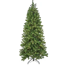 National Tree Company Slim^Artificial Down Swept Douglas Slim Fir Christmas Tree, Pre-Lit With Warm White Led Lights, Plug In, 7.5 Ft