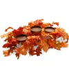 Harvest Accessories-National Tree Company Artificial Fall Centerpiece, Three Candle Holders, Decorated With Maple Leaves, 22 In