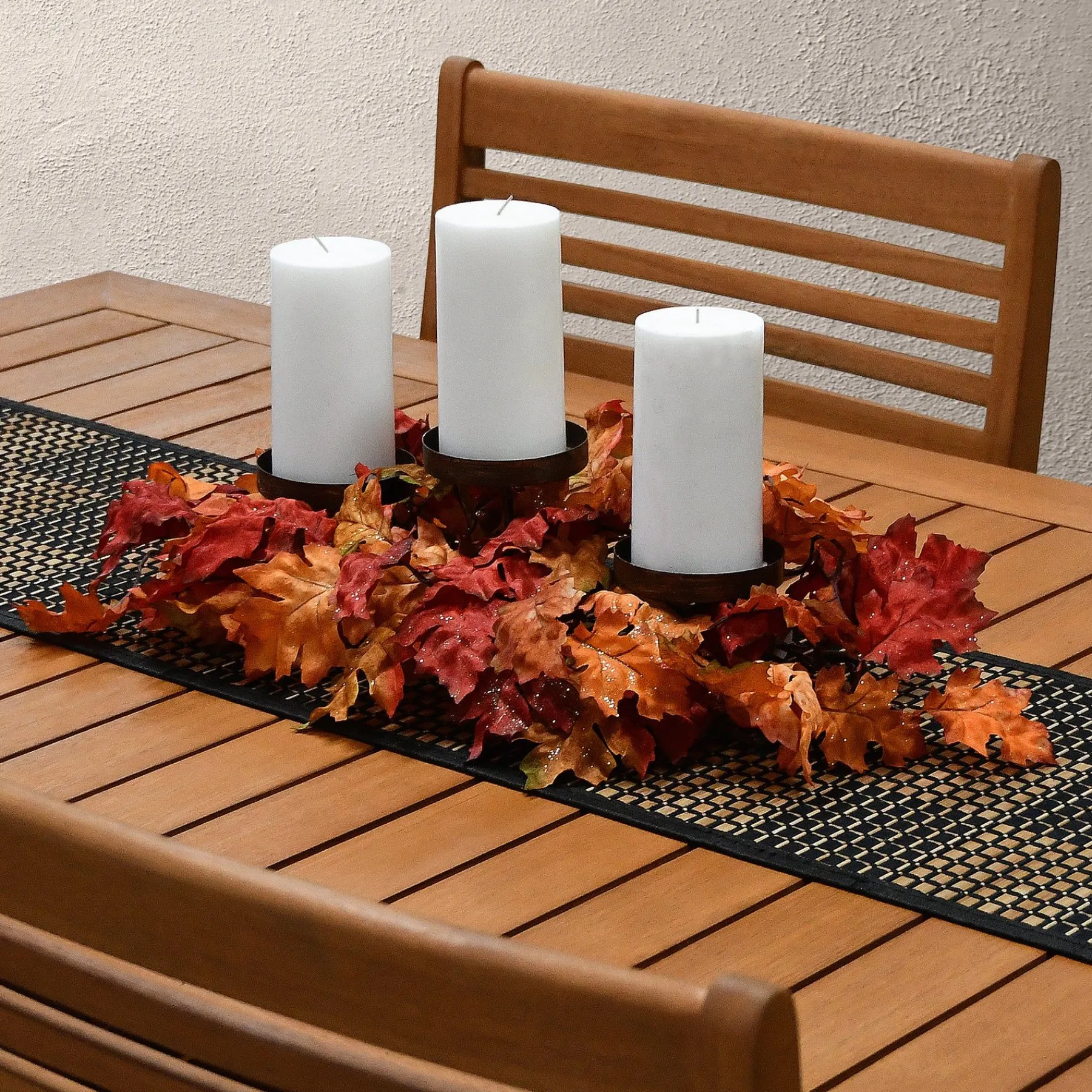 Harvest Accessories-National Tree Company Artificial Fall Centerpiece, Three Candle Holders, Decorated With Maple Leaves, 22 In