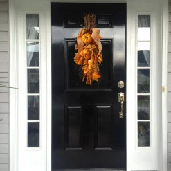 Harvest Accessories-National Tree Company Artificial Fall Teardrop Wall Decoration, Decorated With Pumpkins, Berry Clusters, Maple Leaves, Branches, Autumn Collection, 18 In