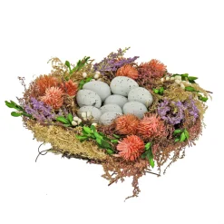 Easter Table Decor-National Tree Company Artificial Floral Bird'S Nest Table Decoration, Woven Branch Base, Decorated With Assorted Flowers, Leafy Greens, Pastel Eggs, Easter Collection, 10 Inches