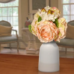 Flower Bouquets-National Tree Company Artificial Floral Bouquet, Vine Stem Base, Decorated With Pink Dahlia, Hydrangea And Rose Blooms, Spring Collection, 14 Inches