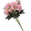 Flower Bouquets-National Tree Company Artificial Floral Bouquet, Vine Stem Base, Decorated With Pink Rose Blooms, Pink Berry Clusters, Seed Pods, Leafy Greens, Spring Collection, 19 Inches
