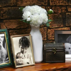 Flower Bouquets-National Tree Company Artificial Floral Bouquet, Vine Stem Base, Decorated With White Peony Blooms, Leafy Greens, Spring Collection, 13 Inches