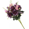 Flower Bouquets-National Tree Company Artificial Floral Bouquet, Vine Stem Base, Decorated With Deep Purple Rose Blooms, Pink Flowers, Seed Pods, Leafy Greens, Spring Collection, 19 Inches