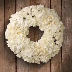 Valentine'S Day Wreath-National Tree Company Artificial Floral Wreath, White, Decorated With Roses And Hydrangea Blooms, Valentine'S Day Collection, 18 Inches