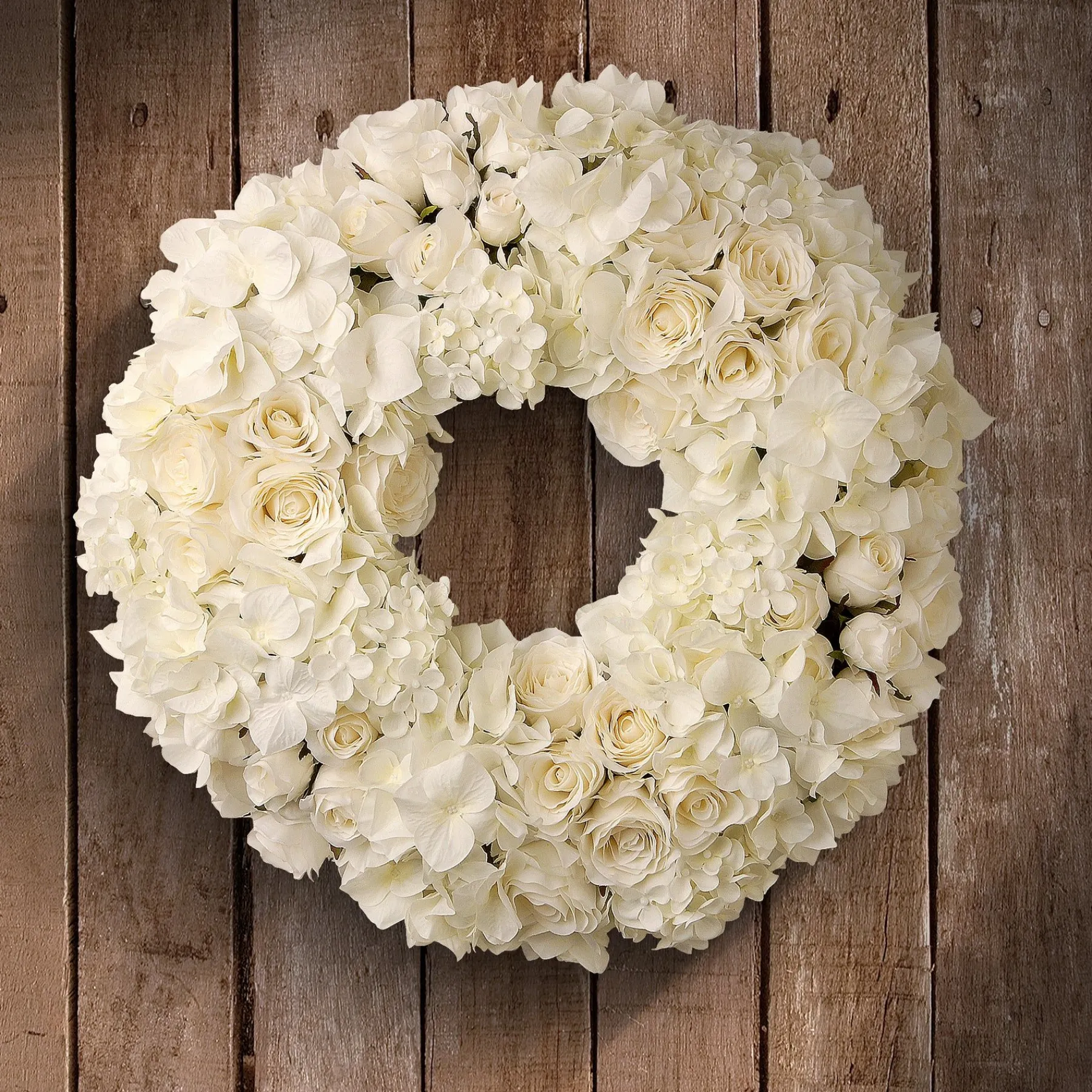 Valentine'S Day Wreath-National Tree Company Artificial Floral Wreath, White, Decorated With Roses And Hydrangea Blooms, Valentine'S Day Collection, 18 Inches