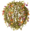 Hanging Flower Plants-National Tree Company Artificial Flower Ball, Green, Decorated With Vines, Stems, Leafy Greens, Colorful Flower Blooms, Spring Collection, 12 Inches