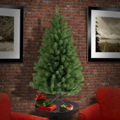 Full-National Tree Company Artificial Full Christmas Tree, Green, North Valley Spruce, Includes Stand, 4 Feet