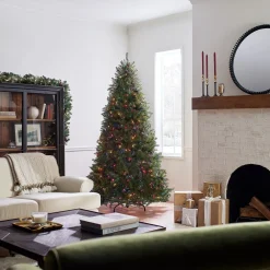 Full-National Tree Company Artificial Full Christmas Tree, Green, Dunhill Fir, Includes Stand, 7.5 Feet