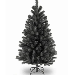 Unlit-National Tree Company Artificial Full Christmas Tree, Black, North Valley Spruce, Includes Stand, 4.5 Feet