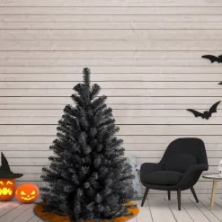 Unlit-National Tree Company Artificial Full Christmas Tree, Black, North Valley Spruce, Includes Stand, 4.5 Feet