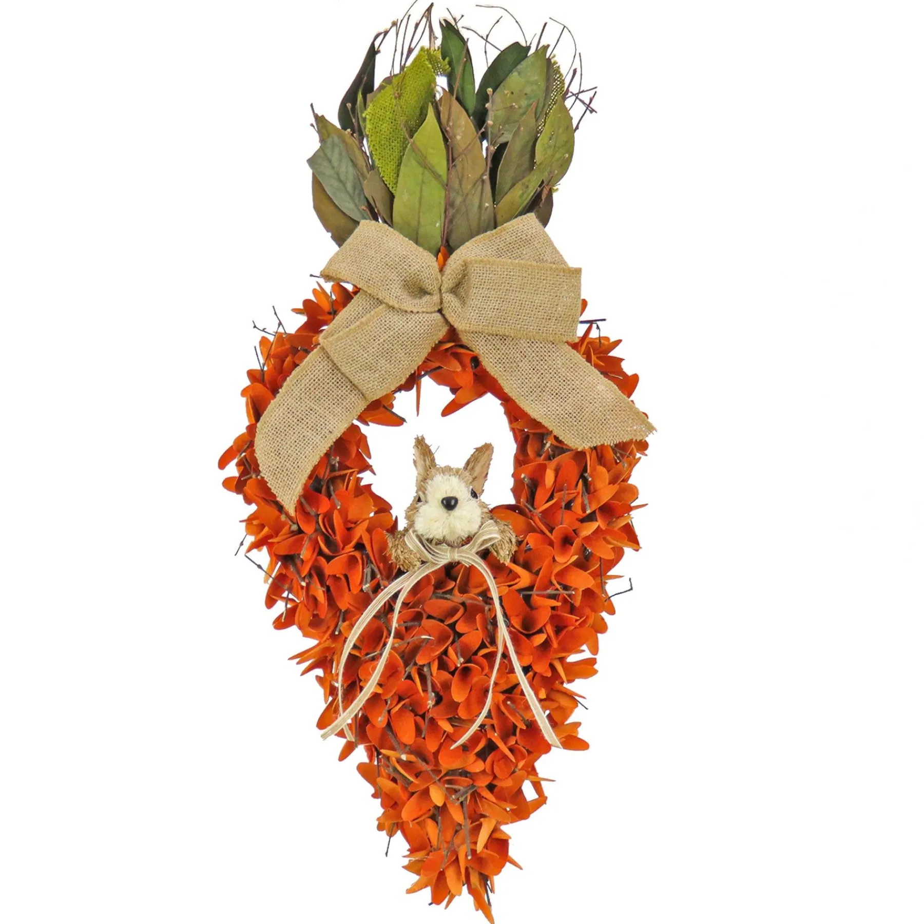 Easter Wreath-National Tree Company Artificial Hanging Carrot Decoration, Decorated With Orange Flower Blooms, Bunny, Leafy Greens, Includes Hanging Loop, Easter Collection, 24 Inches