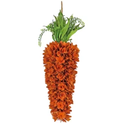Easter Wreath-National Tree Company Artificial Hanging Carrot Decoration, Decorated With Orange Flower Blooms, Leafy Greens, Includes Hanging Loop, Easter Collection, 28 Inches